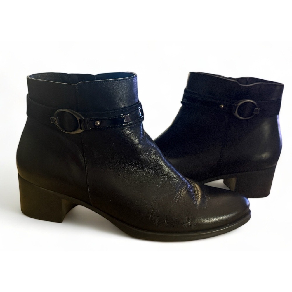 Dorking Women's Zip Ankle Boots Black Leather Comfort And Style Size 7.5 EUC